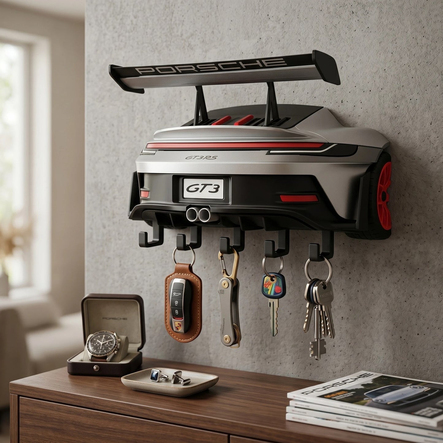 Porsche GT3 RS Wall Mounted Key Holder – 3D Printed Car Key Hanger