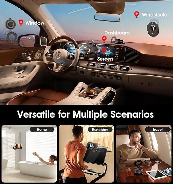 Aero-Grip Magnetic Car Mount | Strong Suction, Adjustable Arm For ( Android & iPhone)