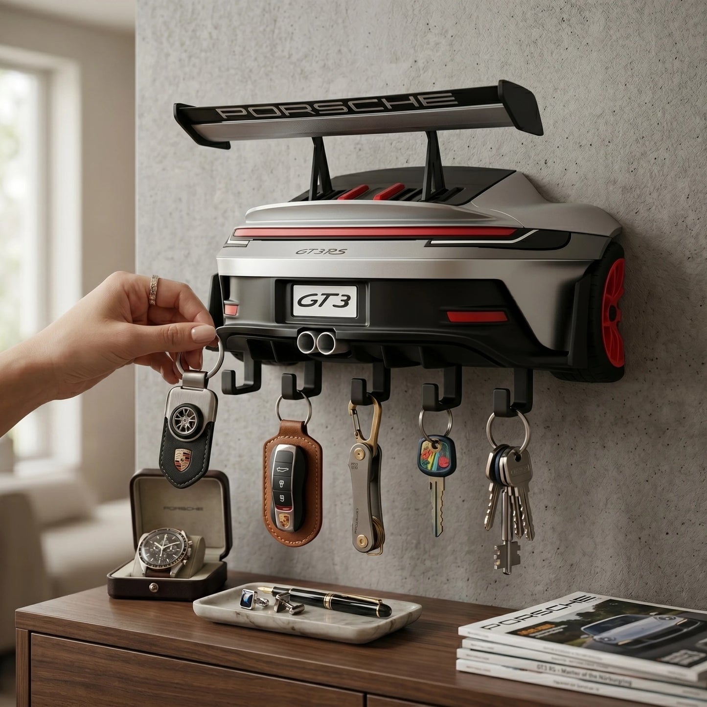 Porsche GT3 RS Wall Mounted Key Holder – 3D Printed Car Key Hanger