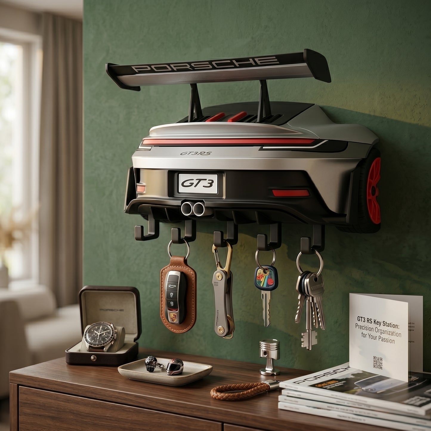 Porsche GT3 RS Wall Mounted Key Holder – 3D Printed Car Key Hanger