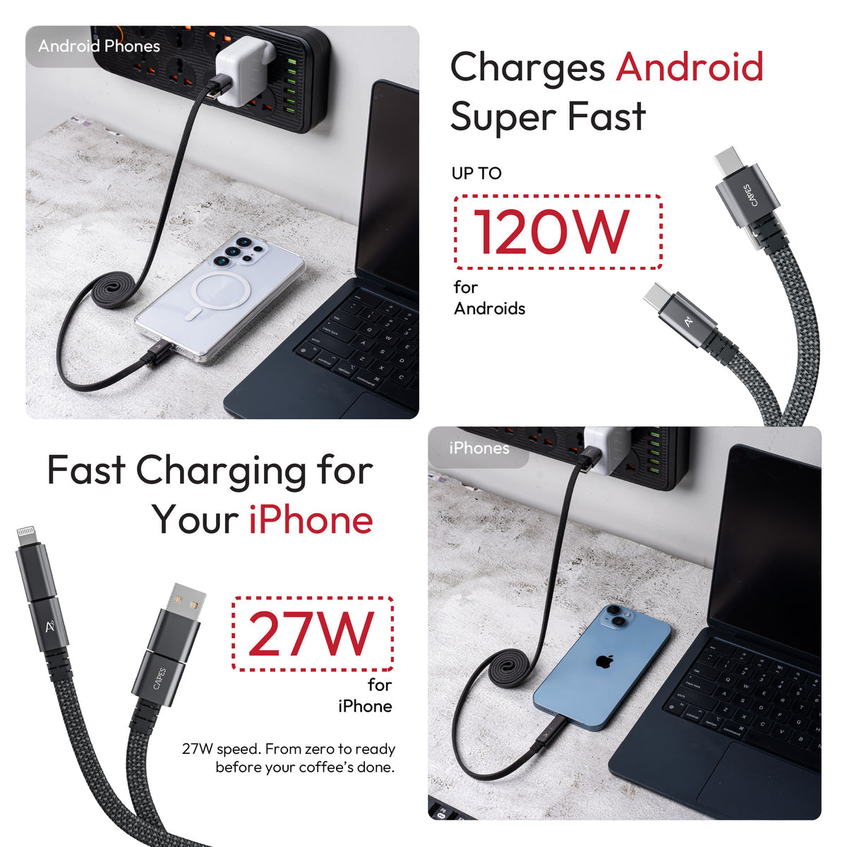 MagLock 4-in-1 Flat Magnetic 240W Fast Charging Cable [1M]